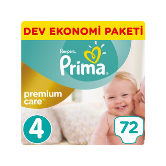 Prima Bebek Bezi Premium Care 4 Beden Maxi Dev Ekonomi Paketi 72 Adet