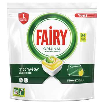 Fairy Hepsi Bir Arada 84 Yıkama Bulaşık Makinesi Deterjanı Kapsülü Limon Kokulu