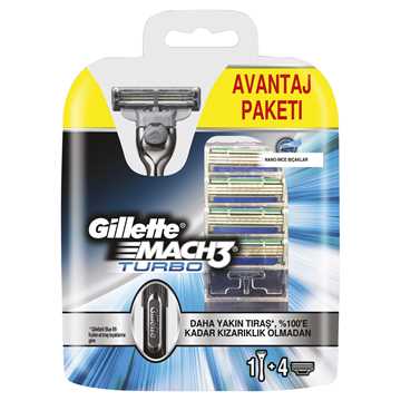 Gillette Mach3 Turbo Milli Takım Özel Paketi Tıraş Makinesi4lü Tıraş Bıçağı