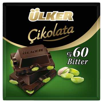Ülker Bütün Antep Fıstıklı %60 Bitter Çikolata 65G