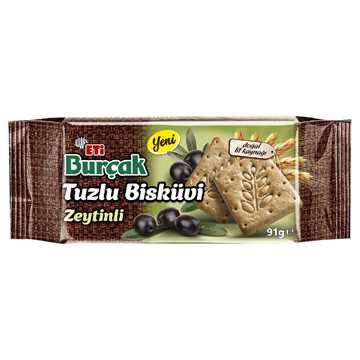 Eti Burçak Tam Buğday Unlu Zeytinli Tuzlu Bisküvi 91 G