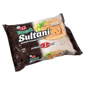 Eti Sultani Bisküvi Üzümlü Kepekli 3x123 Gr.
