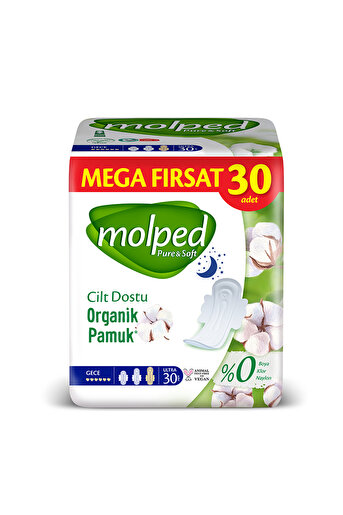 Molped Pure &amp; Soft Mega Gece Hijyenik Ped 34 lü