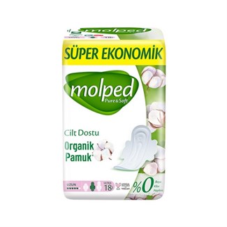 Molped Pure&amp;Soft Süper Ekonomik Uzun Hijyenik Ped 18 li