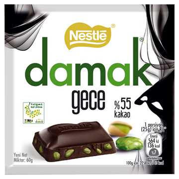 Nestle Damak Gece Antep Fıstıklı Bitter Çikolata 60 G