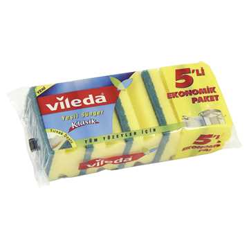 Vileda Yeşil Sünger Oluklu 5 Li
