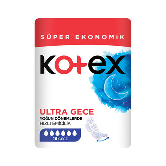 Kotex Hijyenik Ped Ultra Dry&amp;Soft Gece 16Lı