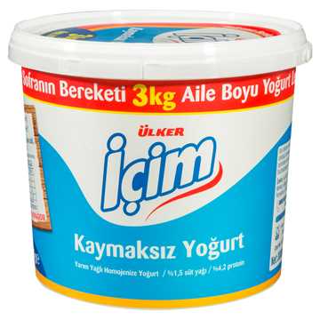İçim Yoğurt Kaymaksız Yarım Yağlı 3000 gr