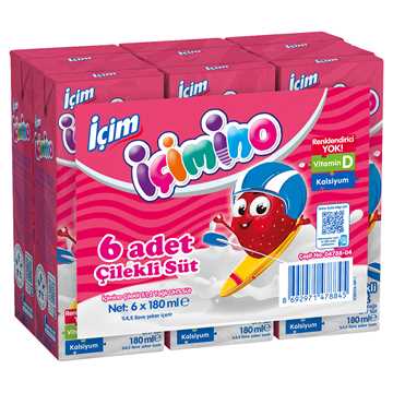 İçim İçimino Çilekli Süt 6X180ml