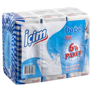 İçim Sade Süt 6X200 Ml