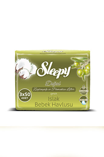 Sleepy Islak Havlu Zeytinyağı ve Pamuksu Doku 3x50 Adet