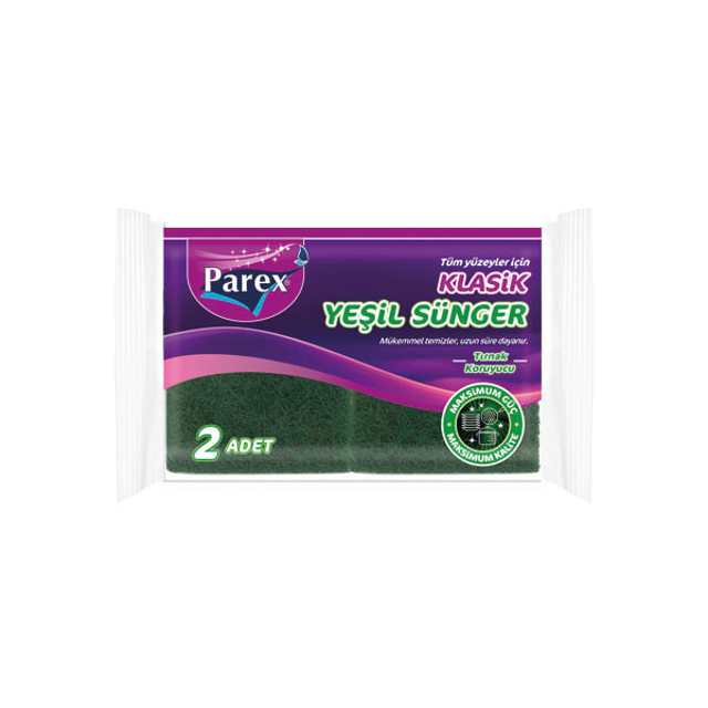 Parex Klasik Yeşil Oluklu Sünger ( 2Li )