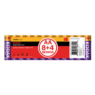 Kodak Çinko Karbon Kalem Pil Shrink AA  8+4